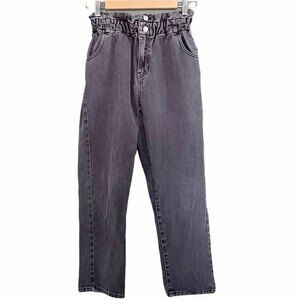 PacSun Jeans Mom Jean Black Wash Paper Bag Waist Baggy Denim Women’s Size 27